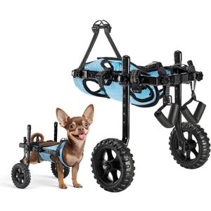 VEVOR Dog Wheelchair for Back Legs, Lightweight 2 Wheels Pet Wheelchair, Height, Width & Length Adjustable, Dog Cart with Shock-Absorbing Wheels, for Injured, Disabled Dogs (X-Small up to 22lbs)