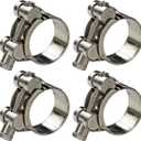 AKIHISA T-Bolt Hose Clamp,44-47mm OD Range 304 Stainless Steel Pipe Strap Clamp, Adjustable Heavy Duty Tube Clamp (4Pack, 1.73" to 1.85")