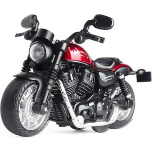 Mini Toy Motorcycle - Pull Back Toy Cars with Sound and Light Toy,Toy Motorcycles for Toddlers,Motorcycle Toys for Boys Age 3-9 (Red)