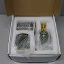 Bathroom Accessories Set, 4Pcs Sage Green Glass Bathroom Accessory Set Complete w/Lotion Soap Dispenser, Toothbrush Holder, Qtip Holder, Soap Dish, Gold Bathroom Decor Sets, Gift for Home Apartment