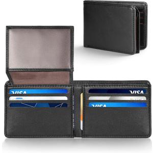 GNDR Wallet For Men Bifold Black RFID Blocking Slim Faux Leather Wallets Card Holder Front Pocket Minimalist Men Accessories With Gift Box