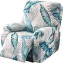 FUANGUI Recliner Chair Cover 4-Pieces Lazyboy Cover for Recliner Chair with Storage Pockets Furniture Protector for Living Room, Jacquard Sofa Slipcover for Kids, Pets, Dog and Cat, 05