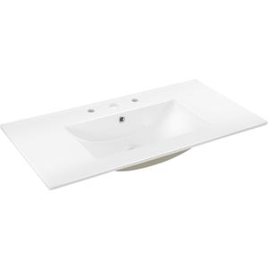 JONATHAN Y SNK1003A Ancillary 3-Hole 36 in. W x 18.25 in. D Classic Contemporary Rectangular Ceramic Single Sink Basin Vanity Top, White