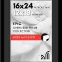 Americanflat 16x24 Poster Frame with Polished Plexiglass - Use as 12x18 Picture Frame with Black Mat and White Trim or Display 16x24 Photo Without Mat - Epic Collection - Black Wide Molding