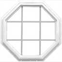 TAFCO 24"x24" Octagon Vinyl Window with Grill – Energy Efficient, Heavy-Duty Frame, Insulated Clear Glass, White