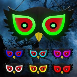 BlcTec Halloween Decorations Spooky Eyes Lights23.6 Inch Large Wooden Halloween Window Eye Lights with 7 Color Modes and USB/Battery Operated for Home, Wall, Window, Trees Halloween Dcor, Style C