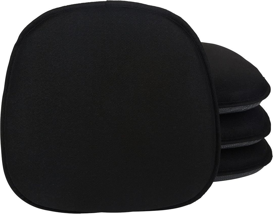 Klear Vu Gripper Non-Slip Mid Century Modern Shell Chair Cushion, Assembled in USA, Extra Thick Fill, Omega Upholstery Fabric, Set of 4 for Dining Room and Kitchen, 4 Count (Pack of 1), Midnight Black