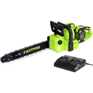 FASTPRO 40V 16-inch Cordless Chainsaw, Brushless Chain Saw Kit with 2 Batteries (4.0Ah) and Charger Base, For Wood Cutting & Trimming