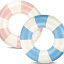 Pool Floats Kids, 2 Pack Pool Tubes, Inflatable Swim Rings, Round Portable Floaties for Kids, Cute Swimming Floats for Girls Boys Pool Beach Lake Summer Party Supplies