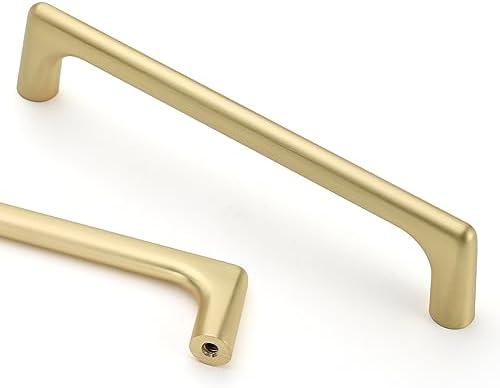 Asidrama 10 Pack 6.3 Inch(160mm) Brushed Gold Cabinet Pulls Cabinet Handles Cupboard Handles Kitchen Cabinet Hardware for Cupboard Drawer Pulls