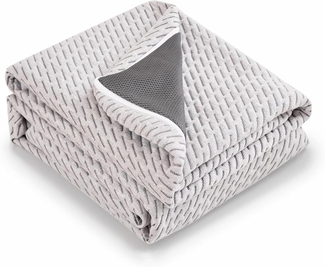 Subrtex Cover for Mattress Topper Queen Size 2 Inch (Only Cover) Mattress Topper Protector Bedding Removable Encasement with Zipper Closure (Gray)