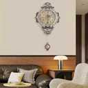 JOMCYDM Retro Decorative Wall Clock Antique Wall Clock with Swinging Pendulum Classic European Style Large Metal Silent Clocks for Home, Living Room, Bedroom