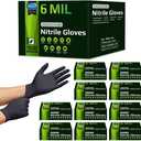 Inspire HEAVY DUTY 6Mil ORIGINAL Quality Stretch Nitrile Black Gloves Disposable Latex Free, Medical, Food, Mechanic Tattoo (Medium)