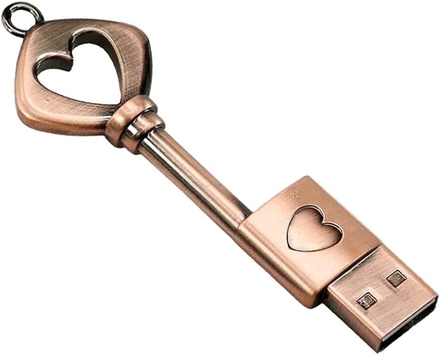 64GB USB 3.0 Flash Drive, Cute Key USB Flash Drive with Heart Shape, High Speed Up to 100MB/ S Keychain exFat Thumb Drive Jump Drive Gift for Anniversary/ Birthday/ Photographer/ Wedding