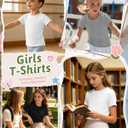3 Pack Girls Cotton T-Shirts | 5-14Y, Cotton Material, Short Sleeve Tops, Pointelle Ribbed, Crewneck, Soft, Summer, Casual Basic Tees, School, Teen, Layer