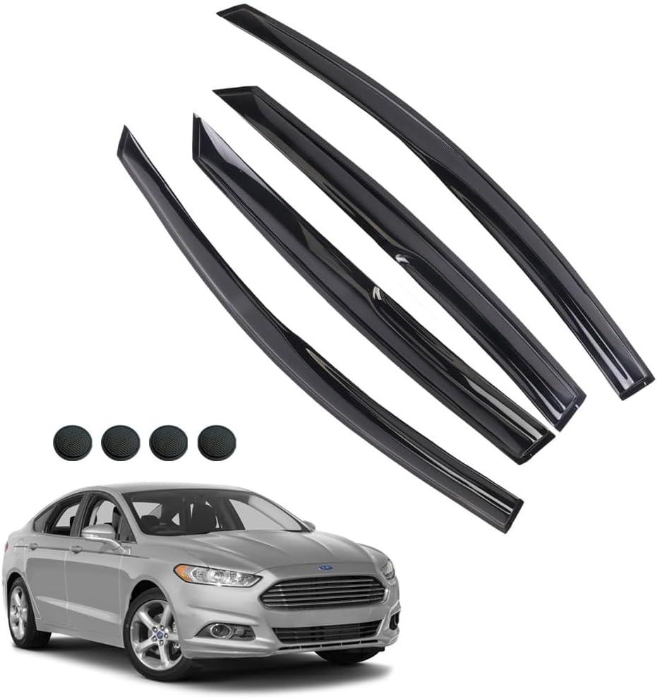 Rain Guards for Fusion 2013-2020, Tape-on Side Window Deflectors for Fusion, Window Visors for Ford Cars, for Ford Car Accessories 4 Rain Guards 4 Car Coasters
