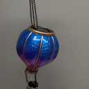 TERESA'S COLLECTIONS Hot Air Balloon Solar Lantern for Garden Decor, Flickering Flame Hanging Solar Light for Outdoor Decorations, Blue & Purple Plastic Lamp for Yard Tree Porch Party, Gift for Mom