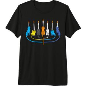 Colorful Cat Menorah Jewish Kitten Hanukkah Chanukah Women Premium Tri-Blend T-Shirt, Size S