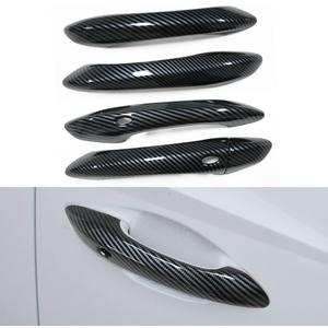Exterior Door Handle Cover Compatible for 2022 2023 2024 Hyundai Tucson Accessories Door Handle Protector Trim with 2 Hole for Auto Lock Sensors (Carbon Fiber Pattern)