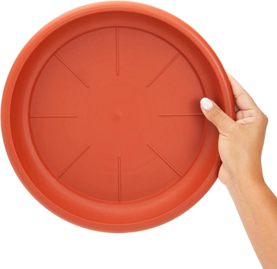 Juvale Saucers for Potted Plants - 12-Inch Round, Terra Cotta Plastic, 4 Pack - Plant Saucer & Pot Drip Tray for Indoor & Outdoor Planters