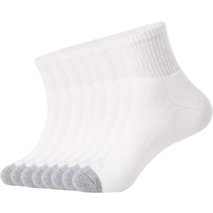 WANDER Men's Athletic Ankle Socks 8 Pairs Thick Cushion Running Socks for Men&Women Cotton Socks  (8 Pair A-white, Shoe Size: 6-9)