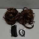 SARLA 2PCS Messy Bun Hair Pieces for Women Detachable Claw Clip Wavy Curly Synthetic Hairpieces for Updos with Tendrils Fake Scrunchies Ponytail Extension Chocolate