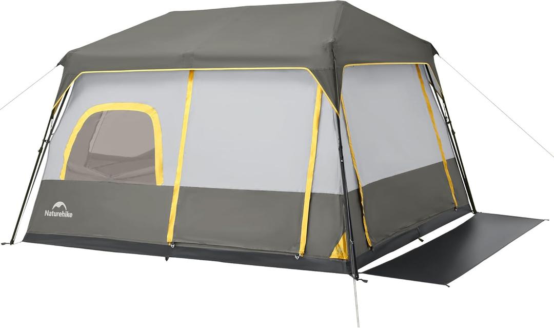 Naturehike Cape 6 Person Camping Tent, 60S Easy Setup Instant Tent Pop up Tent, Waterproof Large Tall 6/8 Person Tents for Camping, Car Camping (Grey)