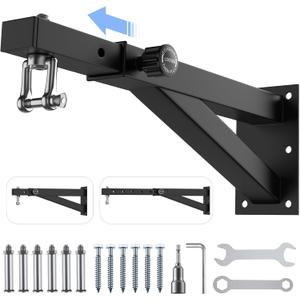 Heavy Bag Hanger - Wall Mount Punching Bag Hanger, Adjustable Heavy-Duty Boxing Bag Wall Bracket, Punching Bag Mount Stand for Home or Gym, for Kickboxing Bag, Muay Thai Bag,Etc (Supports up to 800Ib) (17.5-26 Length Adjustable)