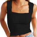 Crop Tank Tops for Women Square Neck Summer Top Wide Strap Tank Top (S)