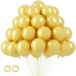 Voircoloria 105pcs Metallic Gold Balloons 12inch Party Latex Balloons for Birthday Graduation Baby Shower Wedding Anniversary New Year Party Decorations, Pack of 2
