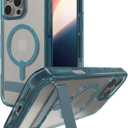 ZAGG Santa Cruz Snap with Kickstand Case for iPhone 16 Pro Max  MagSafe Compatible, 13ft Military-Grade Drop Protection, Reinforced with Graphene, Clear Case with Vibrant Color Accents, Retro Blue