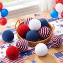 12 Pcs 4th of July Patriotic Decorative Balls, 3.15" Red White Blue Jute Rope Balls for Bowls Vases Orbs Tray Filler Table Centerpieces, Memorial Day 250th Anniversary Independence Day Home Decor