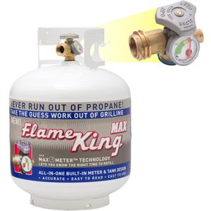 Flame King YSN230 20LB Steel Propane Tank Cylinder With Overflow Protection Device Valve and Built-in Gauge, Great For Grills And BBQs