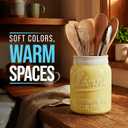Comfify Wide Mouth Mason Jar Utensil Holder Decorative Kitchenware Organizer Crock, Dishwasher Safe - Kitchen Caddy Green, Large Size 7" High - Yellow