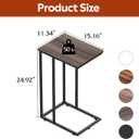 WLIVE Small Side Table, C Shaped End Table for Couch, Sofa and Bed, Tv Tray Table That Slides Under for Living Room, Bedroom, Bedside, Gray and Black
