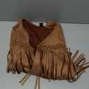 SOLY HUX Women's Faux Suede Fringe Trim Long Sleeve Open Front Cardigan Jacket Western Concert Outfits (Large, Pure Khaki)