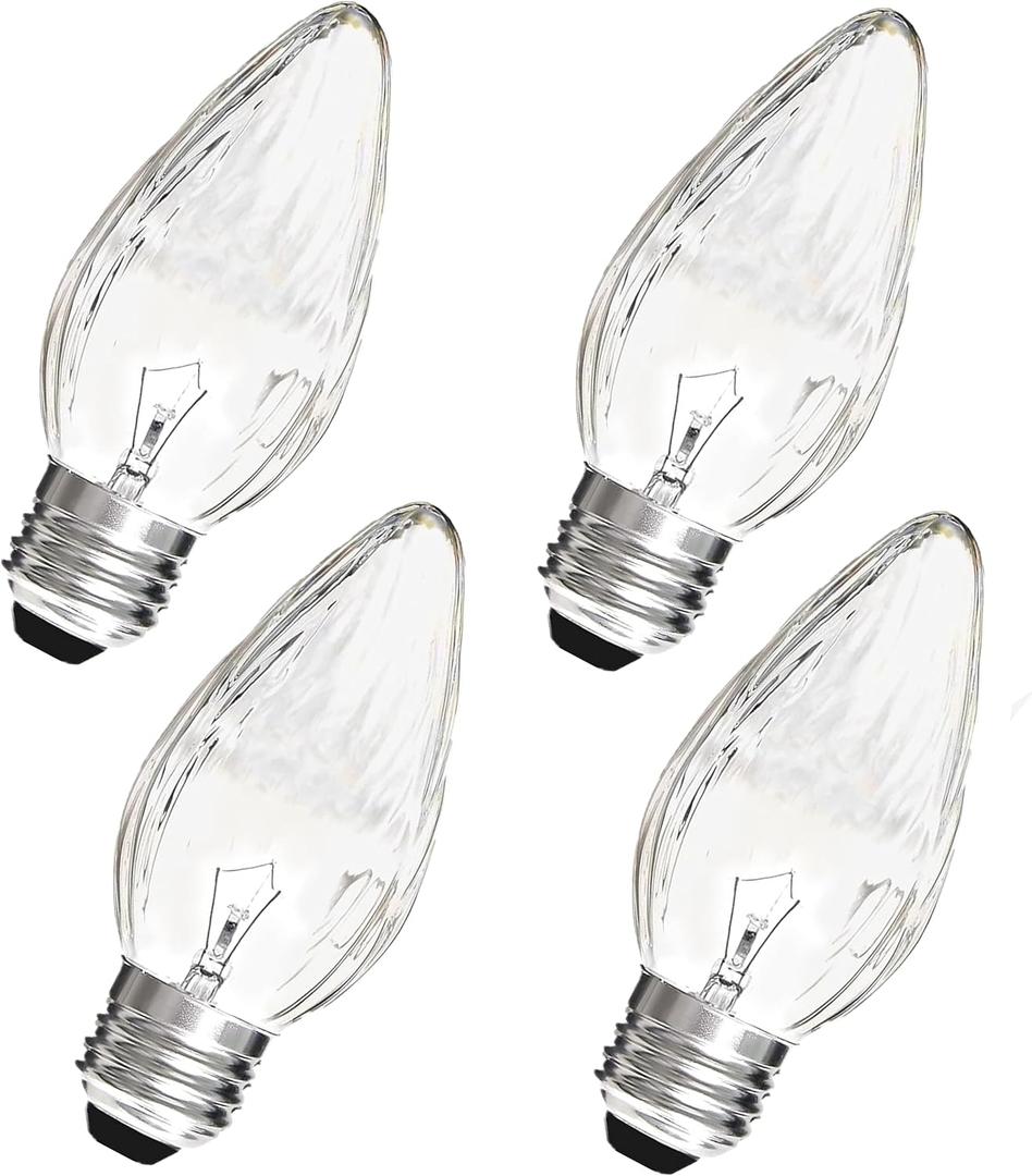 F15 40W Incandescent Light Bulbs, Daylight White 5000K,ge Light Bulbs 40 watt,Dimmable,E26 Medium Base,Vintage Wrinkle Glass Cover,4 Pack