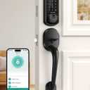 Keyless Entry Door Lock with Handle: Hornbill Smart WiFi Front Fingerprint Deadbolt with Handle Set Electronic Digital Keypad Door Locks APP Remote Control Alexa Auto Lock Black