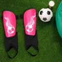 Soccer Shin Guards and Socks Kids Youth Lightweight Soccers Pads Defender with Ankle Protection Ski Shin Guards Football Equipment for Age 4-14 Toddler Boy Girl (Medium, Rose Red)