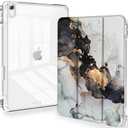 Feams Slim Case for iPad Air 11-inch M3 2025 / M2 2024, iPad Air 5th Generation 2022 / iPad Air 4th Generation 2020 10.9 Inch Case Clear Back with Pencil Holder & Auto Sleep, Marble