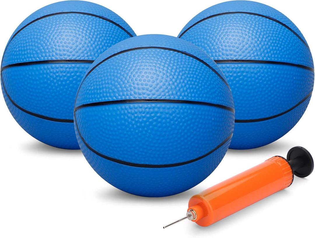 Mini Basketball for Mini Basketball Hoop, 6" Replacement Ball for Over The Door Hoop, Little PVC Basketballs for Kids Toddler, Beach Indoor Outdoor Pool Sport Game Gift, Blue 3 PCS
