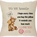 XUNLIZXY Auntie Gift from Niece Nephew, Funny Cushion Cover Pillowcase for Aunt Birthday Christmas Mother's Day Party, Throw Pillow Cover Home Decoration