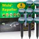 8PK new Mole Repellent for lawns Gopher Repellent Ultrasonic Solar Powered Snake Repellent Deterrent Mole Repeller Vole Repellent Outdoor Lawns Garden Yard All Pests Sonic Spikes Stakes Chaser upgrade