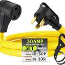 Kanayu 3 ft Dryer Adapter 4 Prong to 3 Prong, Dryer Convert Cord Compatible with Nema 10-30p Plug to 14-30r Receptacle, 3male Plug 4 Female Outlet Receptacle, 10 Awg STW, Etl Listed(Yellow)