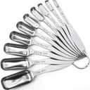 FANGSUN Stainless Steel Narrow Measuring Spoons, Heavy Duty Metal Measuring Spoons with Long Handle and Engraved Measurements Set of 10, For Dry or Liquid, Fits in Spice Jar