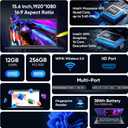 Coolby 15.6inch Laptop, 12GB RAM/256GB SSD, 1920x1080 IPS Display, Intel N95(Beats N5095) Quad Core Laptop Computer, Support Fingerprint, WiFi 5, BT