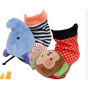 The Peanutshell Sock Rattles Set of 3 - Girl Boy Rattle Socks, Baby Toys 0-6-12 Month, Animal Newborn High Contrast Baby, Infant, Newborn Toys 0-3 0-6 Months Old Babies - Safari