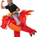 Morph Red Dragon Inflatable Costume - Kids Dragon Rider Dinosaur Ride On