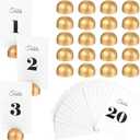 Nodaaiie 20 Gold Round Table Number Stands with Cards Elegant Table Card Holders Numbers 1-20 for Wedding, Anniversary, Restaurant Events, 1.2×1.9 Inches