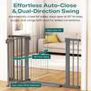 Cumbor 30-46" Baby Gate for Stairs, Auto-Close Dog Gate Indoor Cool Gray